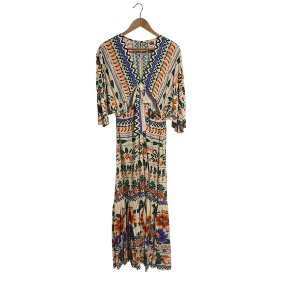 Anthropologie FARM Rio V-Neck Kaftan Maxi Cut-Out Dress Medium - Picture 14 of 16